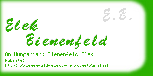 elek bienenfeld business card